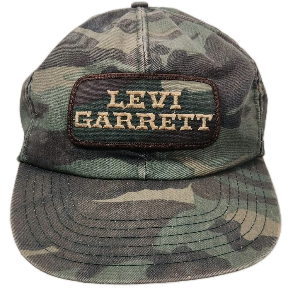 Vtg Levi Garrett Chewing Tobacco Camo Snapback Hat Trucker Grunge Military USA